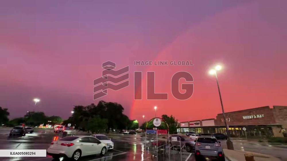 US: Rainbow and Fiery Sunset Light Up Skies Over Austin Area After Storm 2