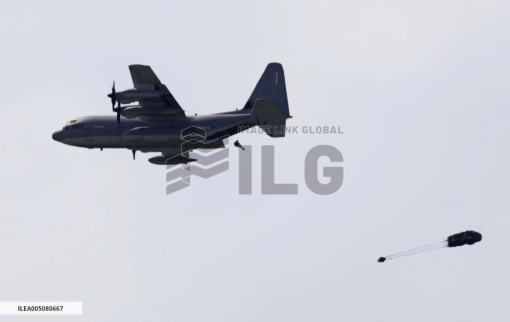 U.S. military parachute drill in Okinawa