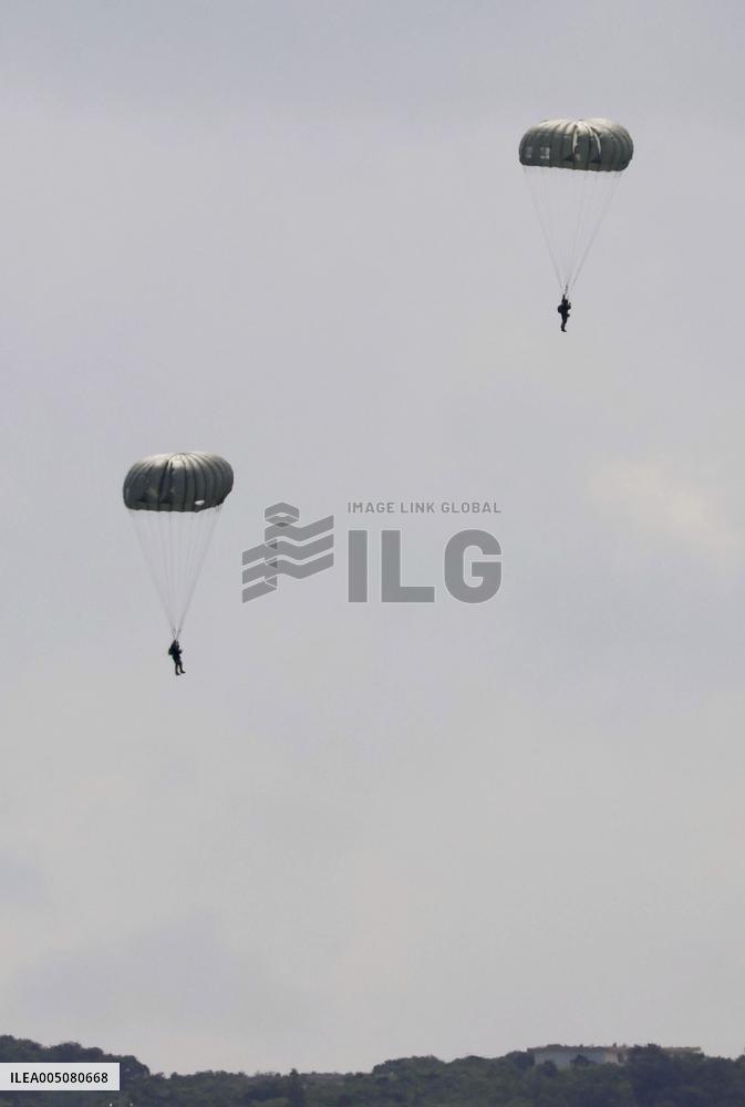 U.S. military parachute drill in Okinawa