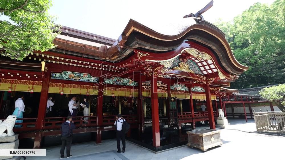 Renovated Dazaifu Temmangu shrine main hall