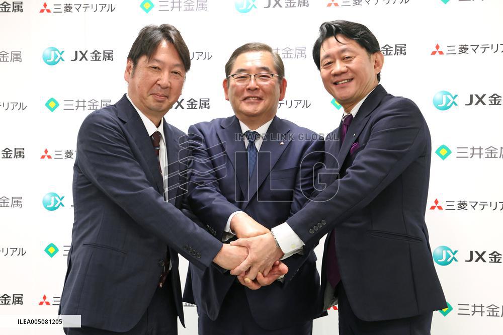 JX Advanced Metal, Mitsubishi Materials, and Mitsui Metal Hold Press Conference on the Integration of Their Copper Concentrate Procurement and Electrolytic Copper Sales Businesses