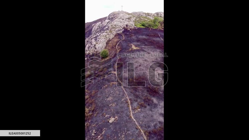 Ireland: Aftermath of Gorse Fire Leaves Bray Head Hillside Blackened