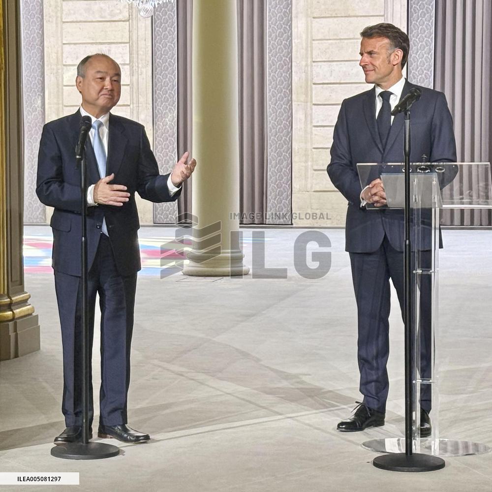 Softbank Group CEO Son meets with French President Macron