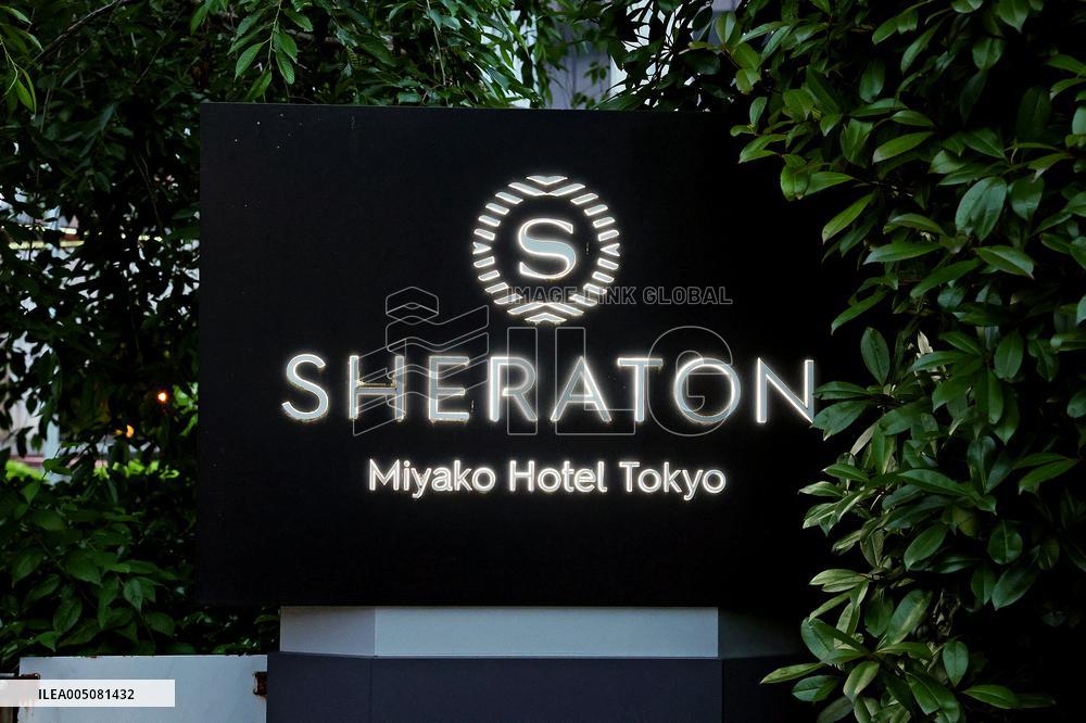 Signboard and logo of the Sheraton Miyako Hotel Tokyo
