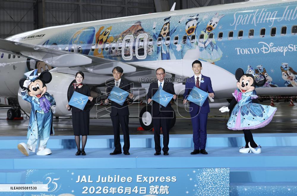 JAL plane commemorating Tokyo DisneySea's 25th anniversary