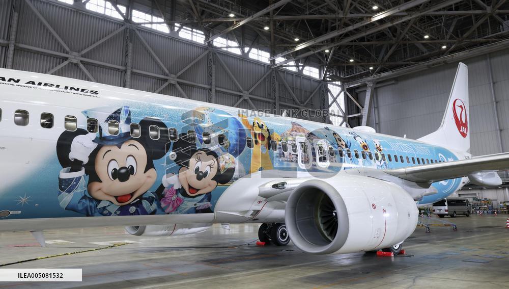 JAL plane commemorating Tokyo DisneySea's 25th anniversary