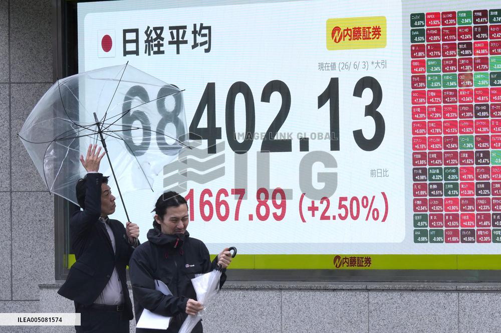 Nikkei index hits record closing high