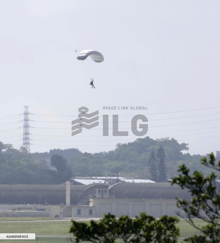 U.S. military parachute drill in Okinawa
