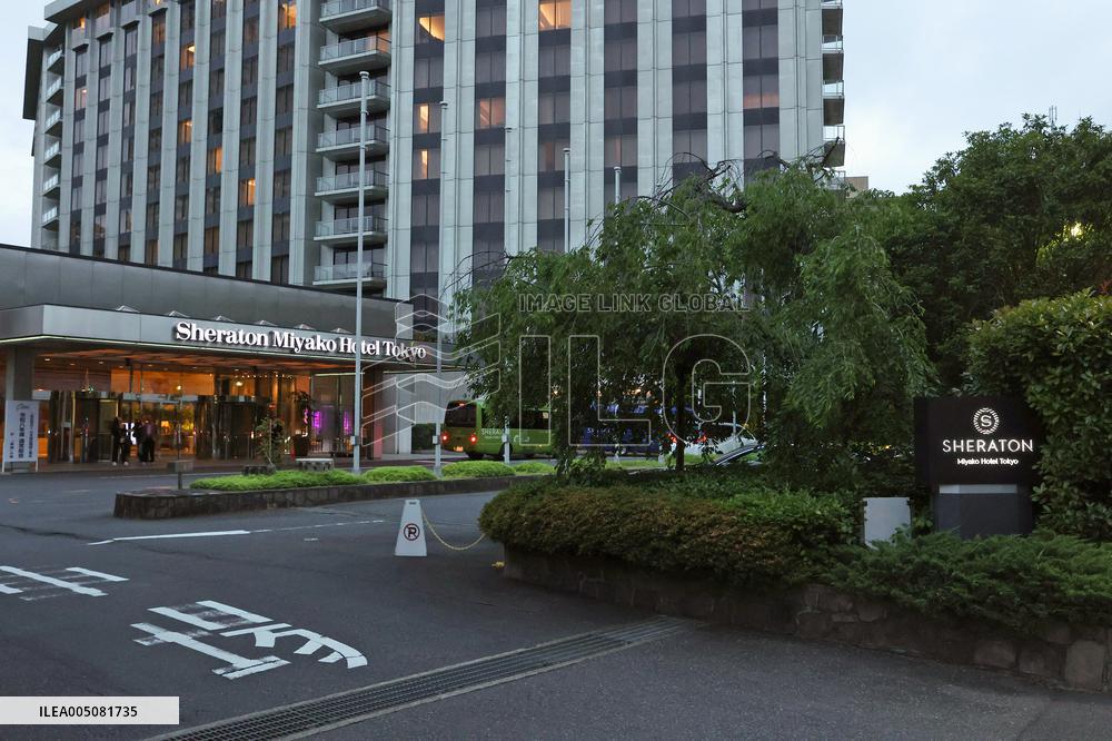 Exterior, logo, and sign of the Sheraton Miyako Hotel Tokyo