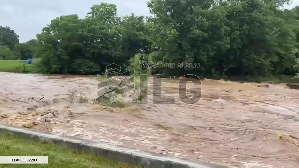 US: Severe Flooding Swamps Downtown Corydon, Indiana, Forcing Road Closures
