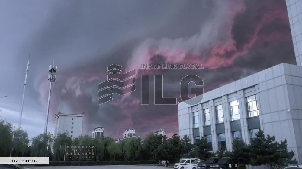 China: Dramatic Dark Storm Clouds Loom Over Inner Mongolia City