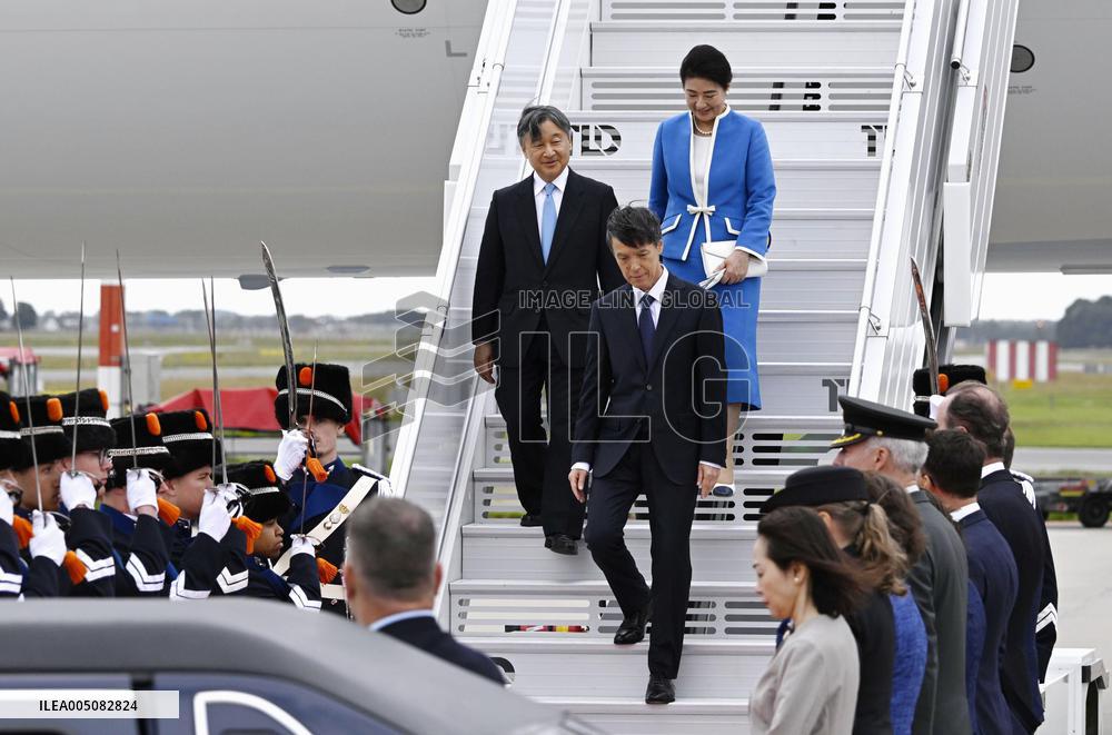 Japan's emperor, empress arrive in Netherlands
