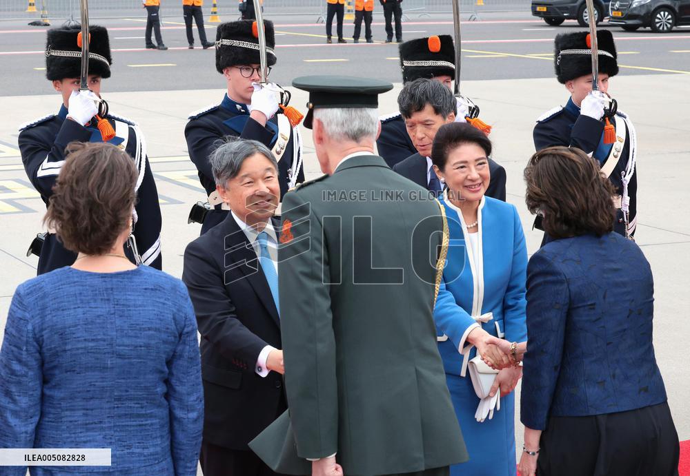Japan's emperor, empress arrive in Netherlands