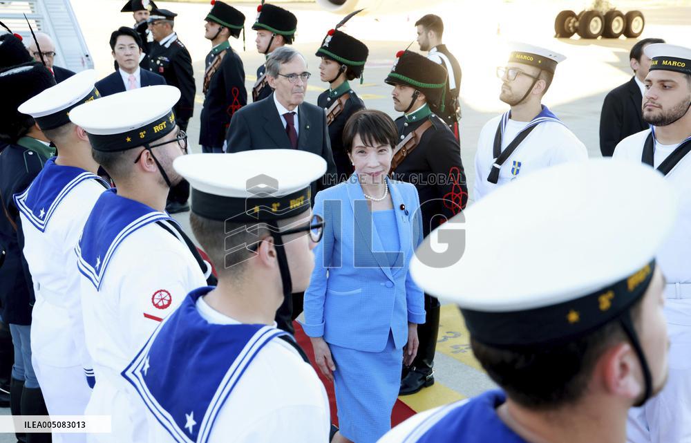Japanese PM Takaichi arrives in Italy
