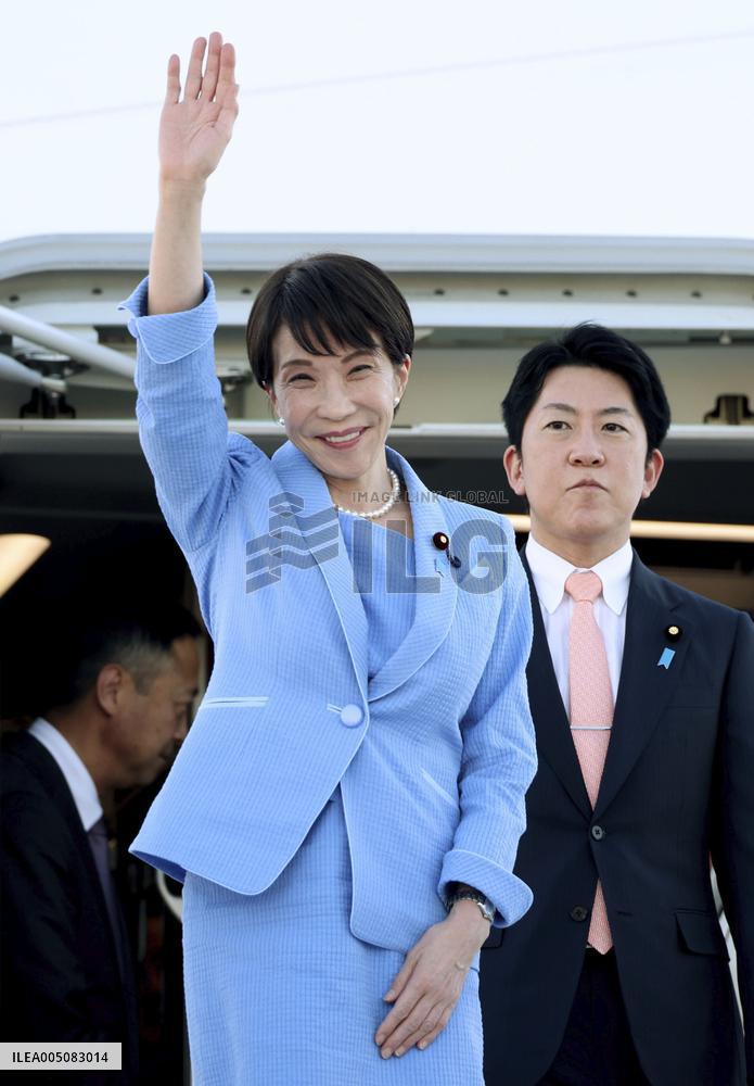 Japanese PM Takaichi arrives in Italy