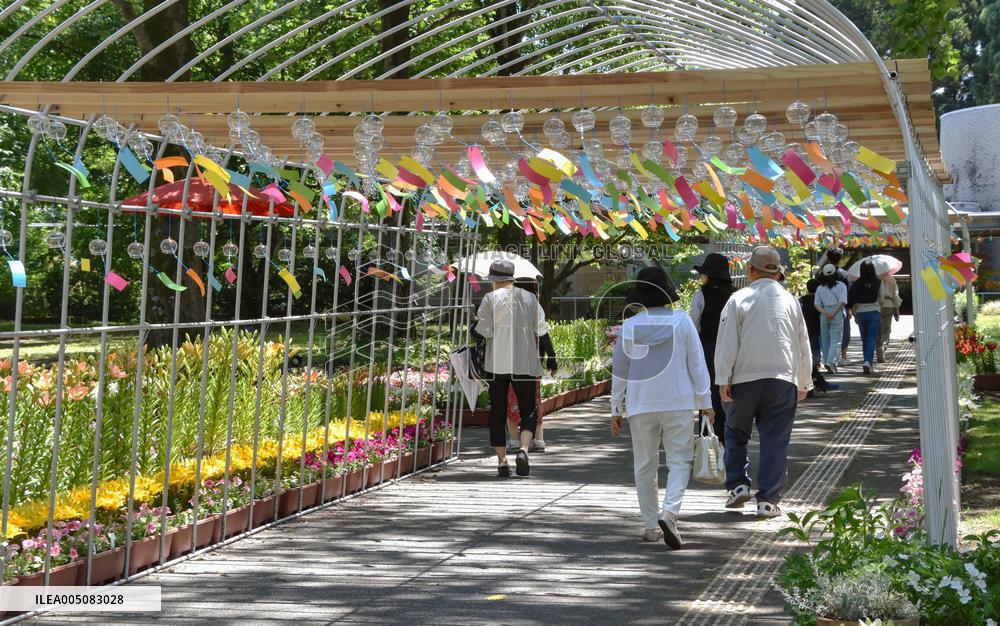 Wind bells at flower park in western Japan