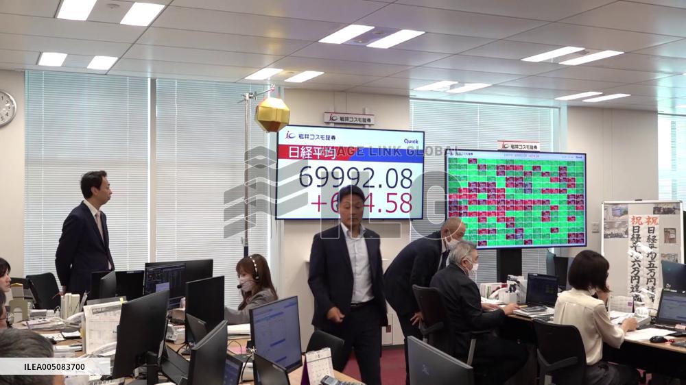 [Breaking News]Nikkei rises above 70,000 for 1st time