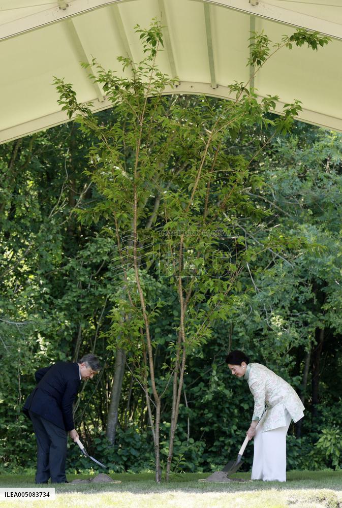 Japan's imperial couple plant cherry tree near Amsterdam