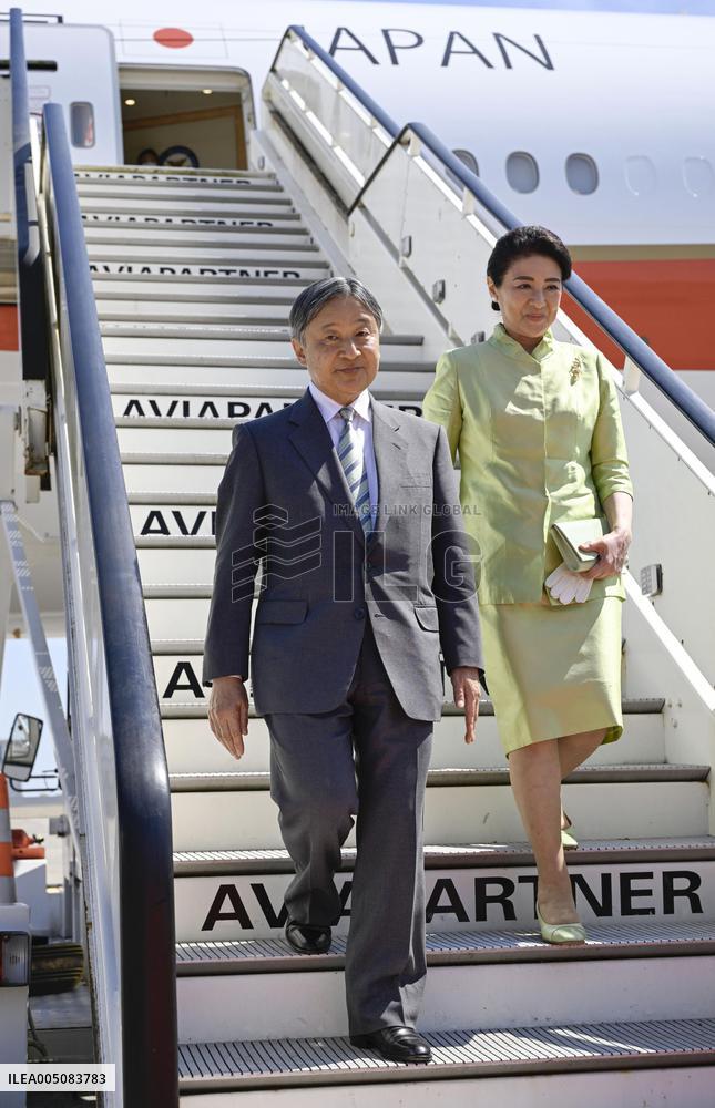 Japan's imperial couple arrive in Belgium