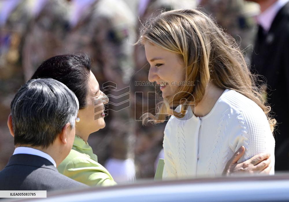Japan's imperial couple arrive in Belgium