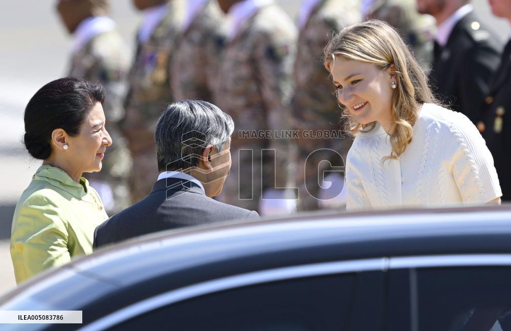 Japan's imperial couple arrive in Belgium