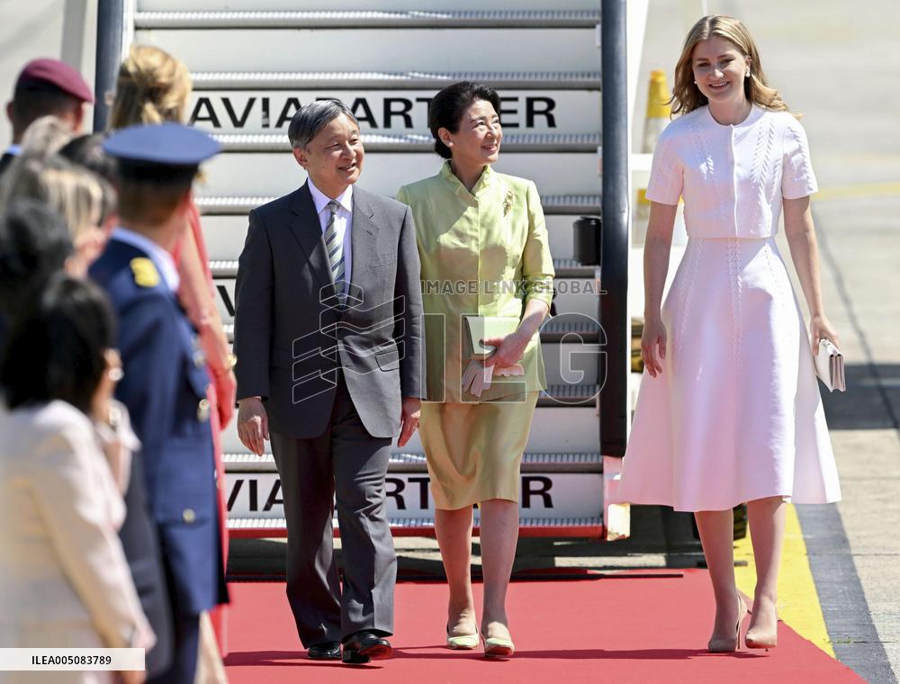 Japan's imperial couple arrive in Belgium