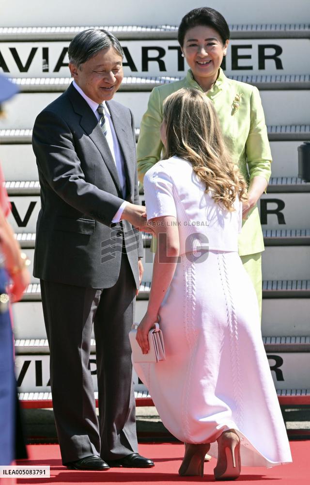 Japan's imperial couple arrive in Belgium