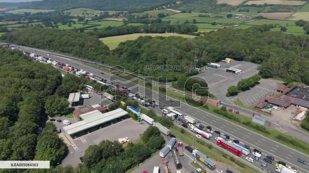 UK: Aerial Footage Captures M25 Gridlock After Serious Crash Near Godstone