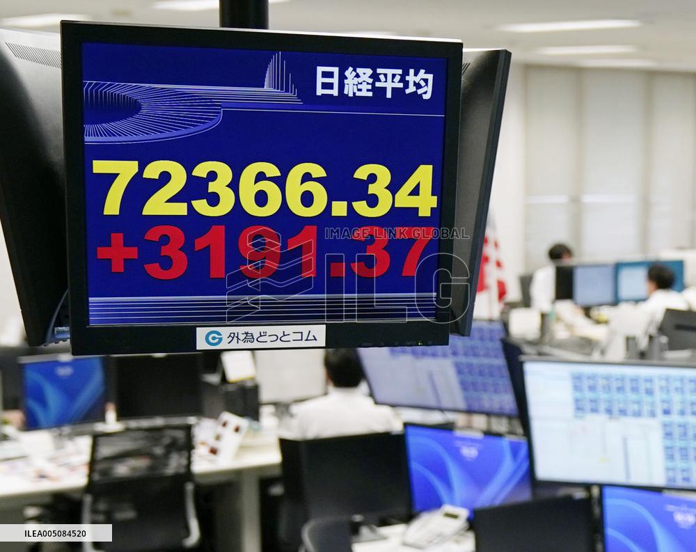 Nikkei index hits record close
