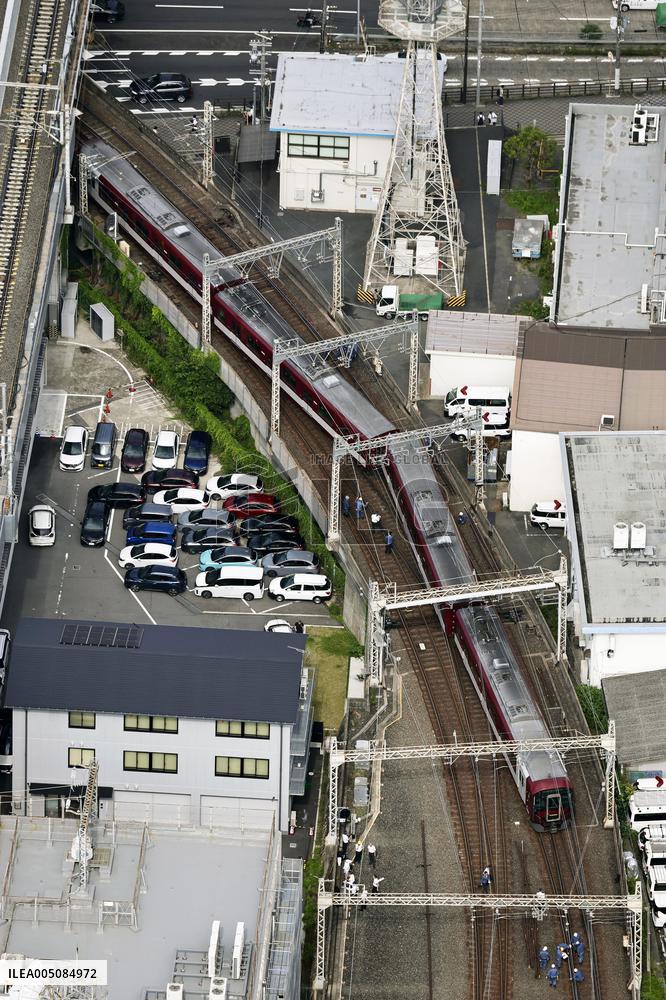Derailed train in Kyoto