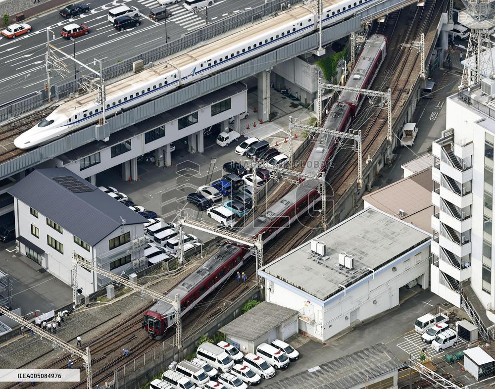 Derailed train in Kyoto