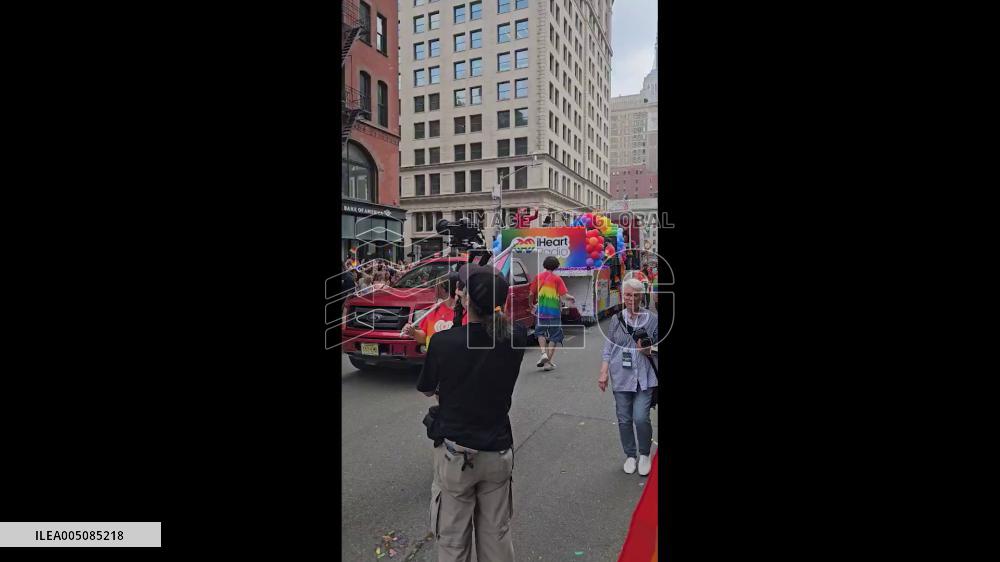 US: Curti Sliwa Surprises Crowd at NYC Pride March 2