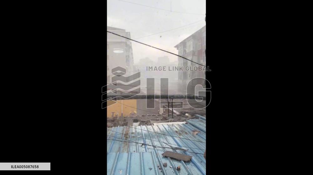 China: Powerful Winds Tear Roof From Shelter in Shanxi