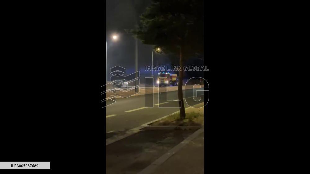 France: Fireworks Mortar Sparks Fire on Vacant Lot in Angers