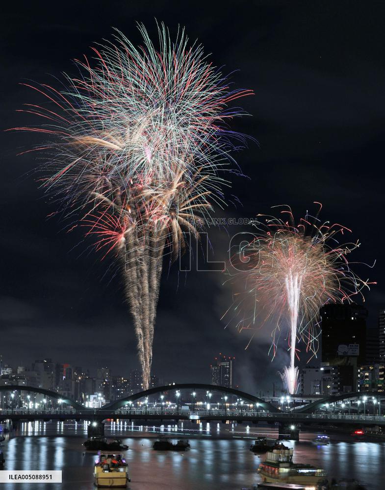 Fireworks over Sumida River in Tokyo