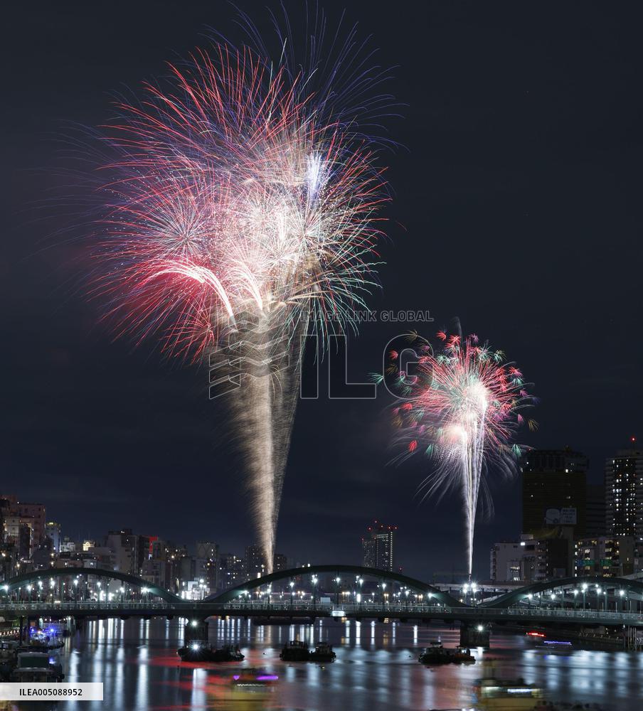 Fireworks over Sumida River in Tokyo