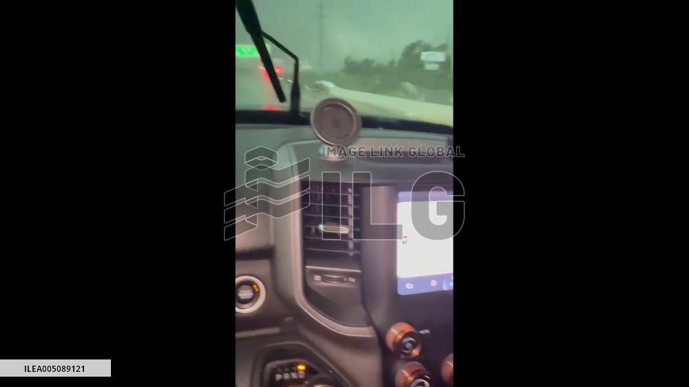 US: Overturned Semi-truck, Low Visibility Seen on Wisconsin Highway During Tornadic Storm