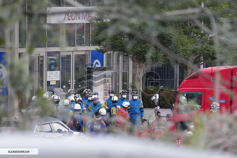 Aftermath of strong earthquake in Kumamoto Pref.