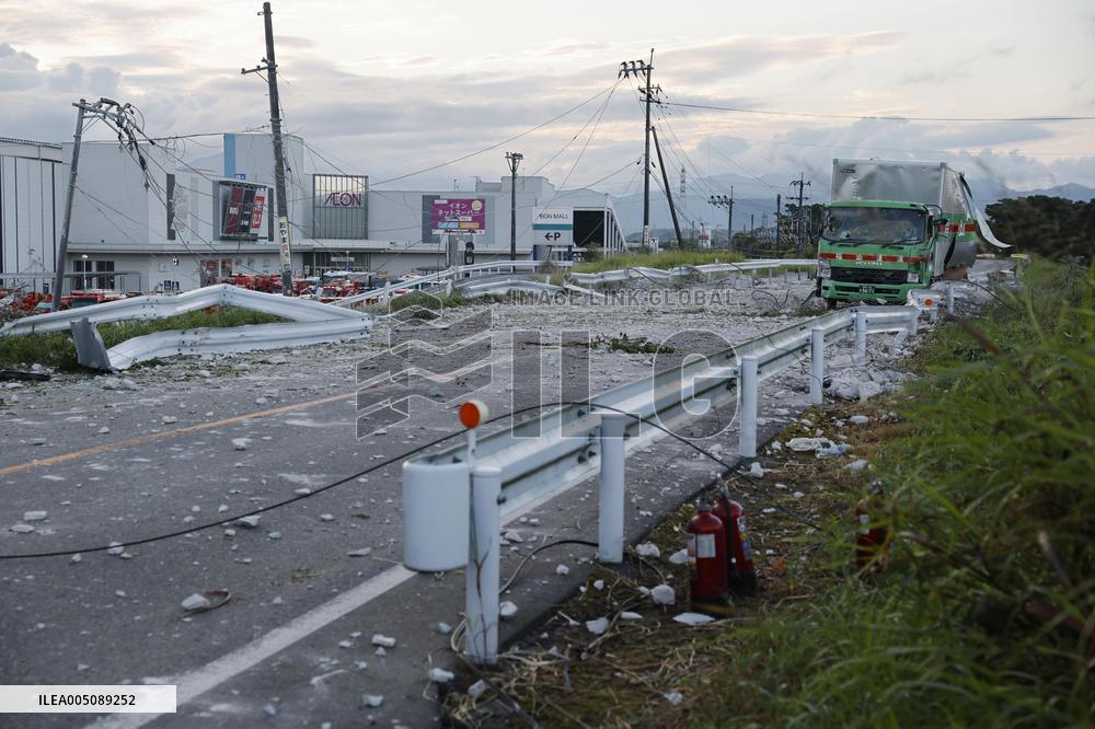 Aftermath of strong earthquake in Kumamoto Pref.
