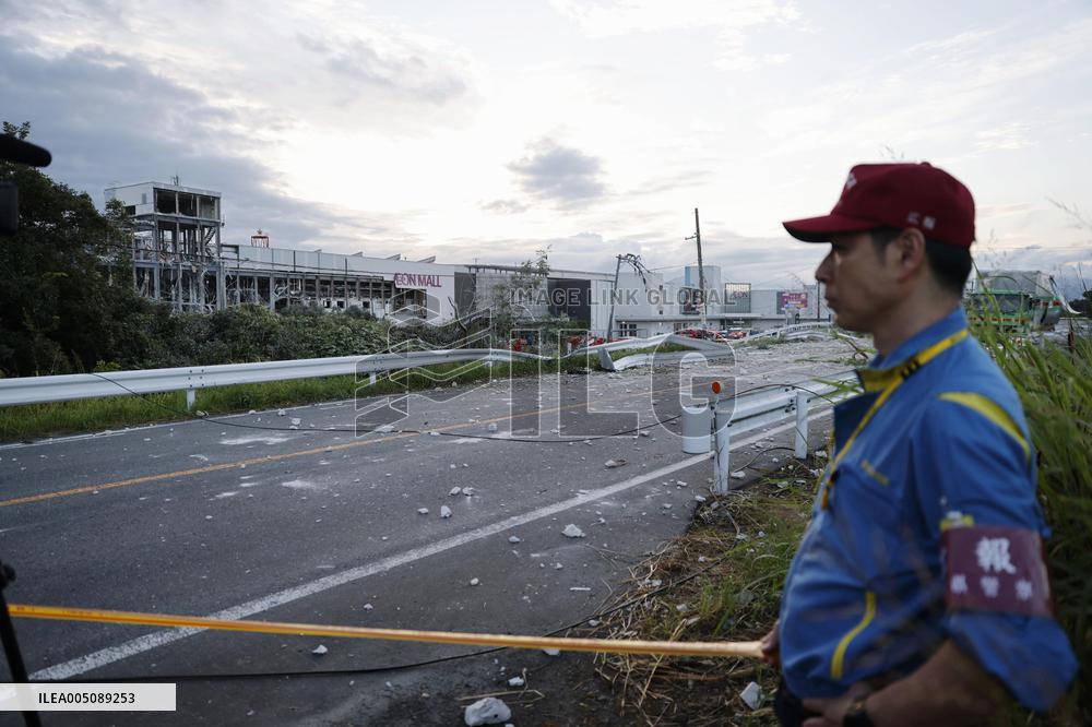 Aftermath of strong earthquake in Kumamoto Pref.
