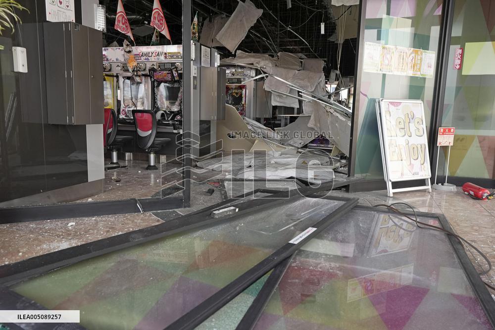 Aftermath of strong earthquake in Kumamoto Pref.