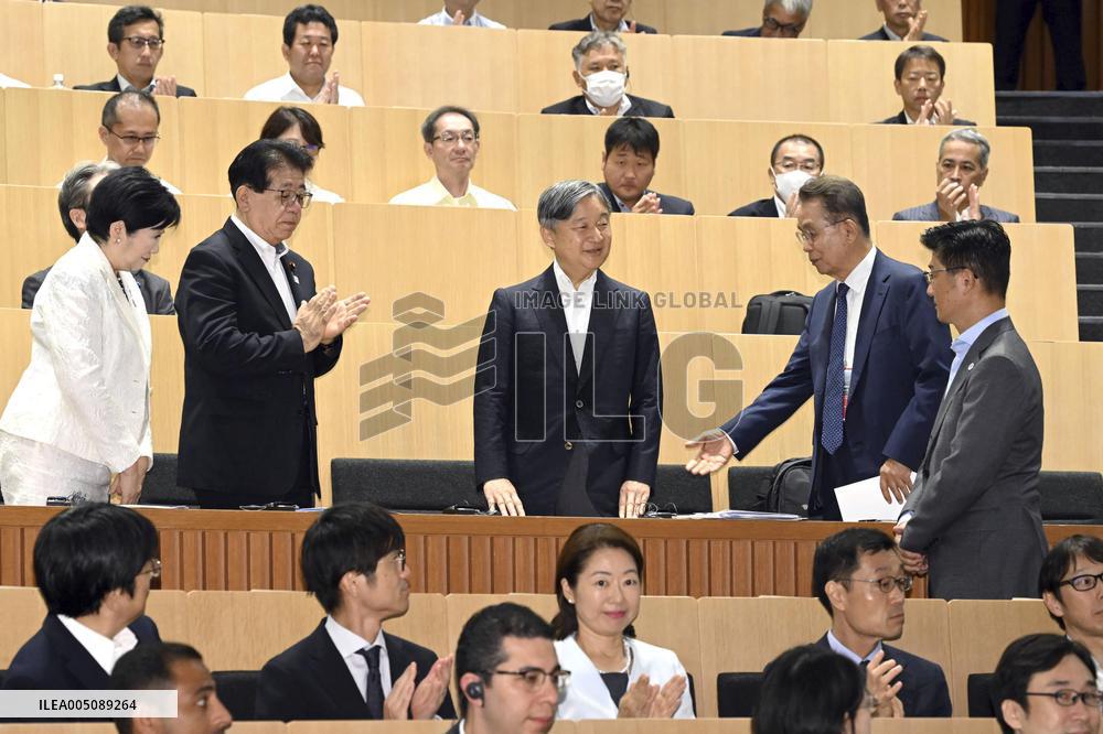 Japan emperor at water symposium in Tokyo