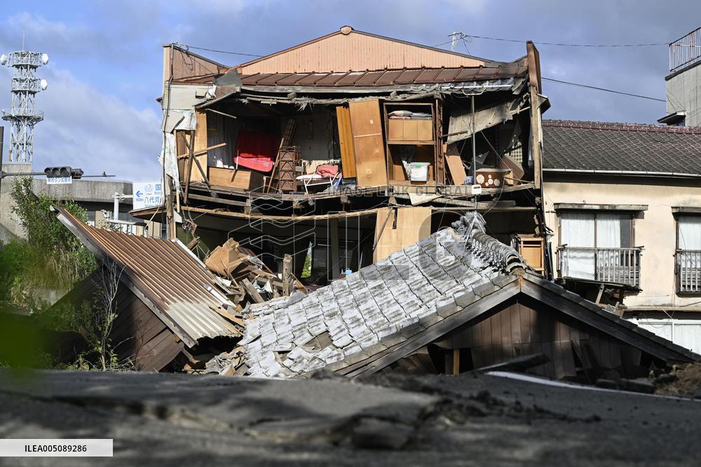 Aftermath of strong earthquake in Kumamoto