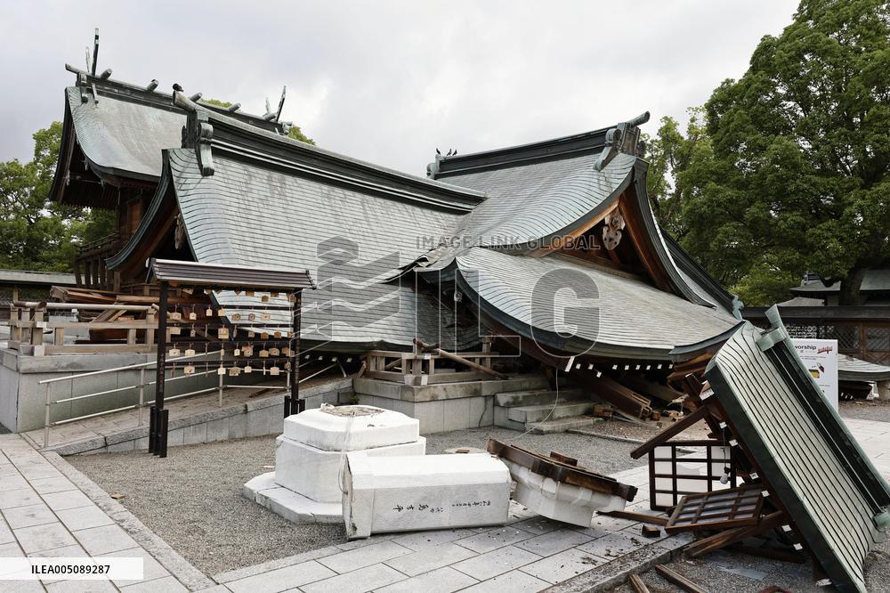 Aftermath of strong earthquake in Kumamoto