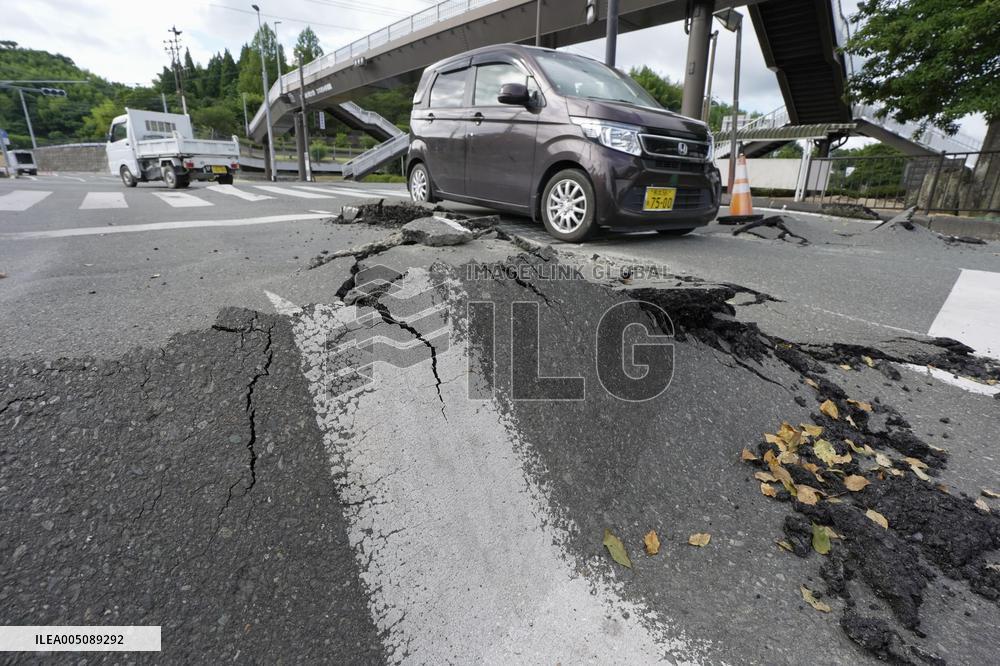 Aftermath of strong earthquake in Kumamoto