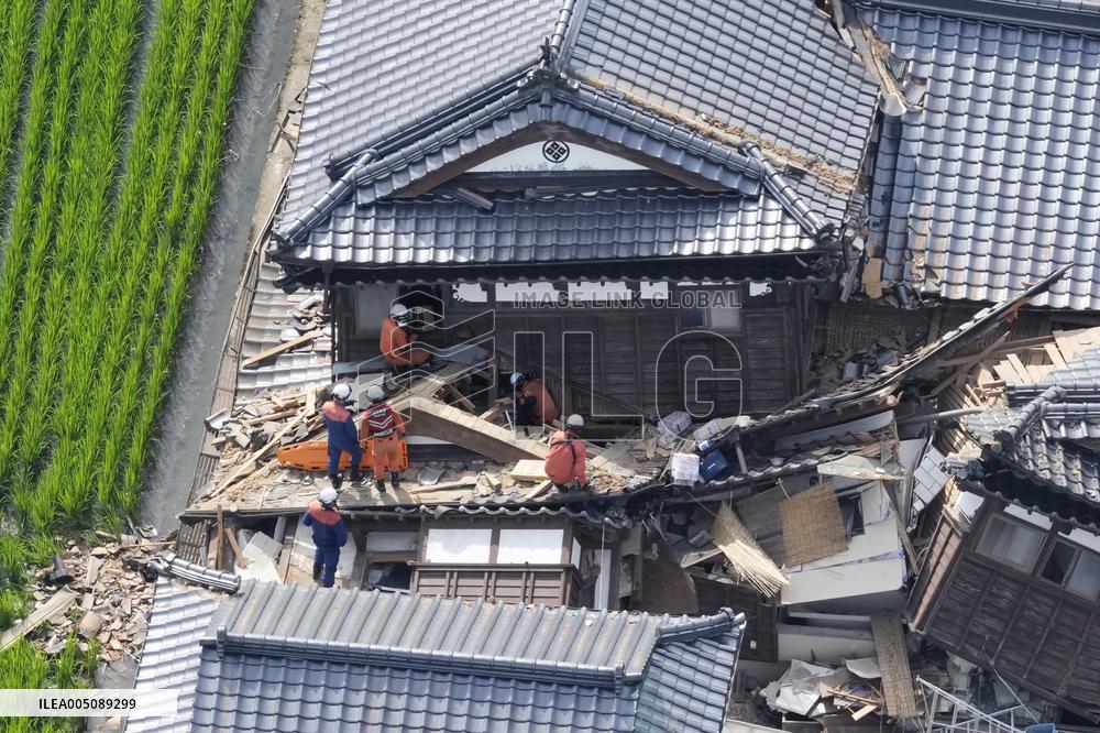 Aftermath of strong earthquake in Kumamoto