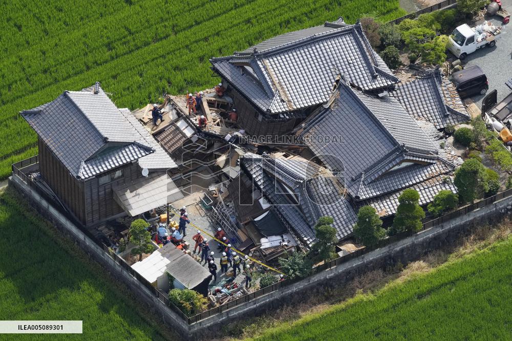 Aftermath of strong earthquake in Kumamoto