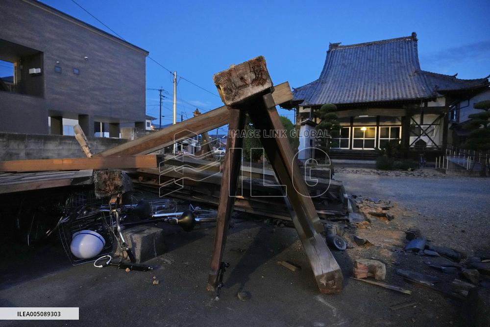 Aftermath of strong earthquake in Kumamoto