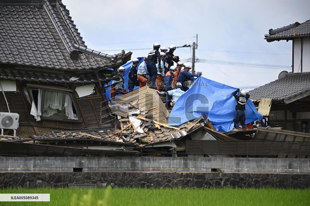 Aftermath of strong earthquake in Kumamoto