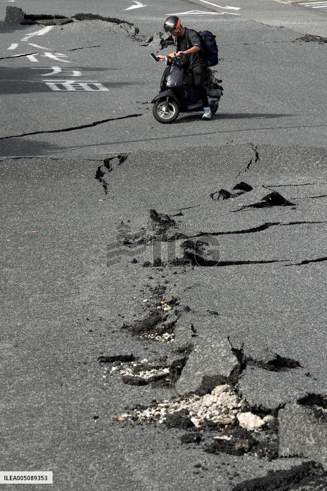 Aftermath of strong earthquake in Kumamoto